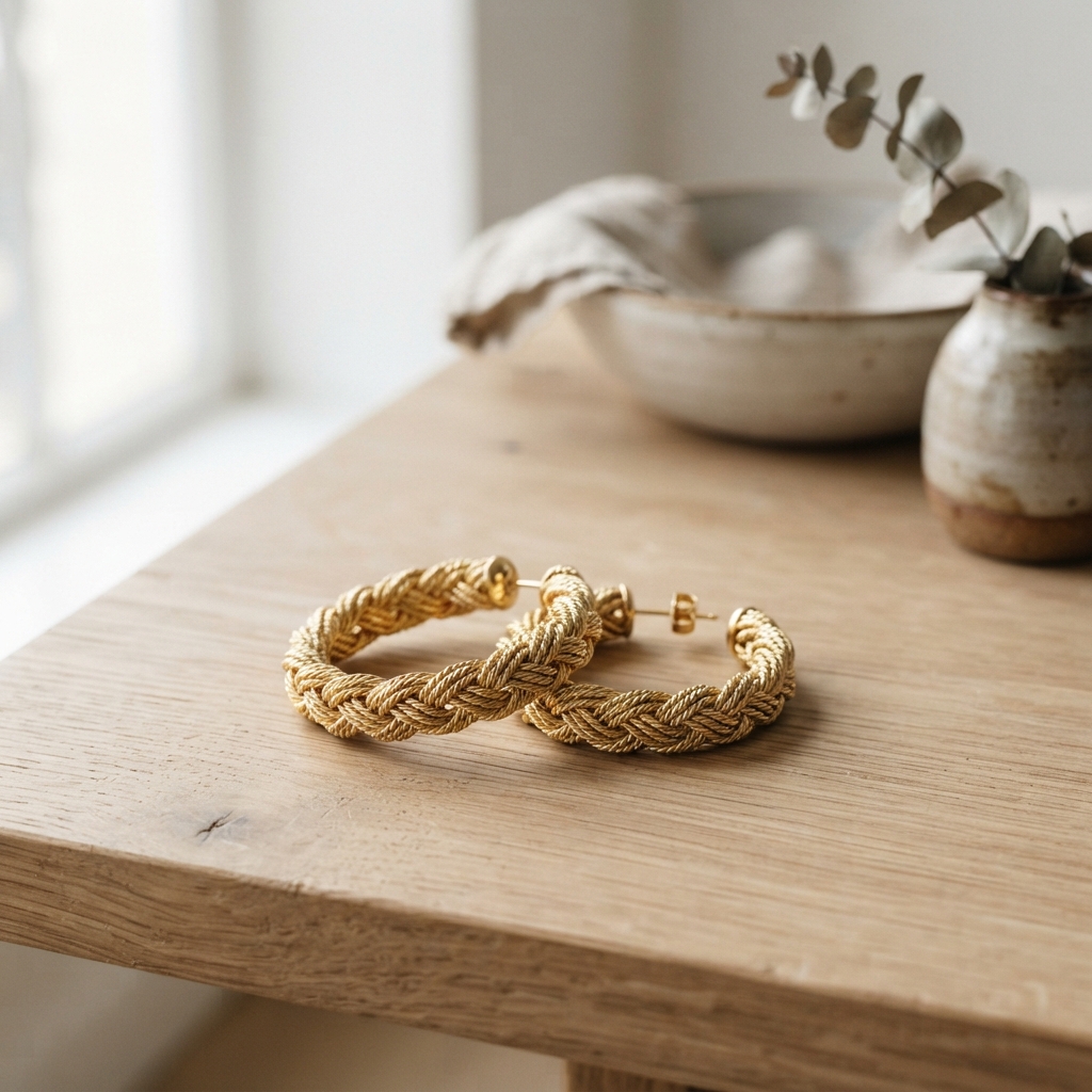 Braided Gold Hoops
