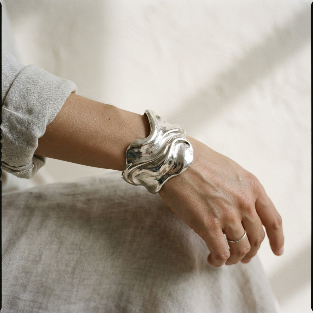 Sculptural Silver Cuff